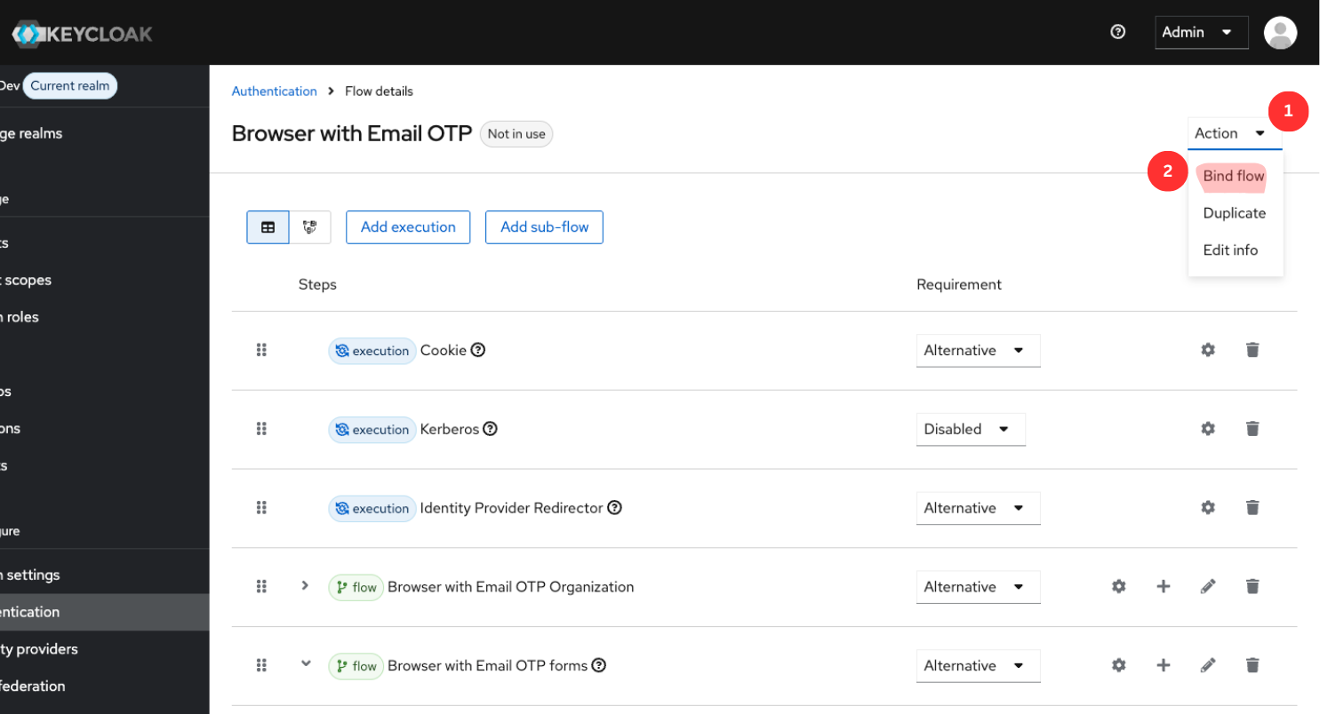 Binding the new flow to the Browser flow