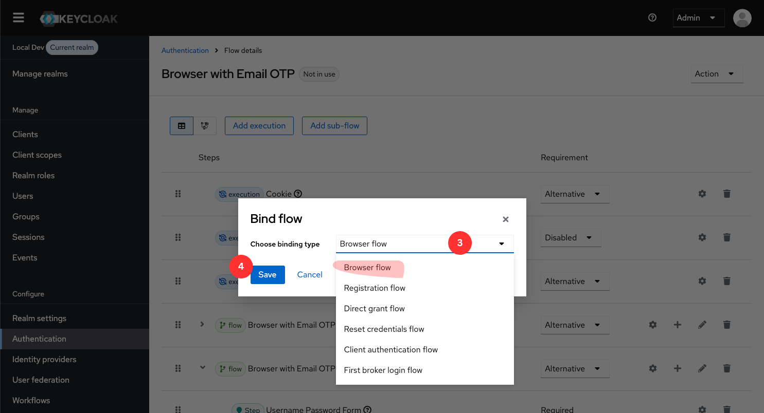 Binding the new flow to the Browser flow