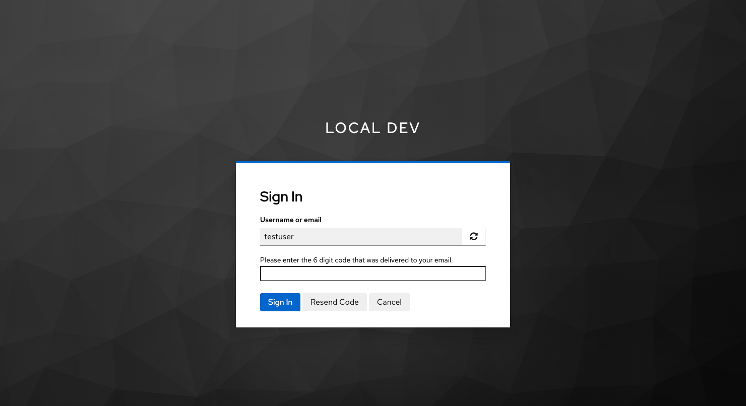 Completed authentication flow with Email OTP step